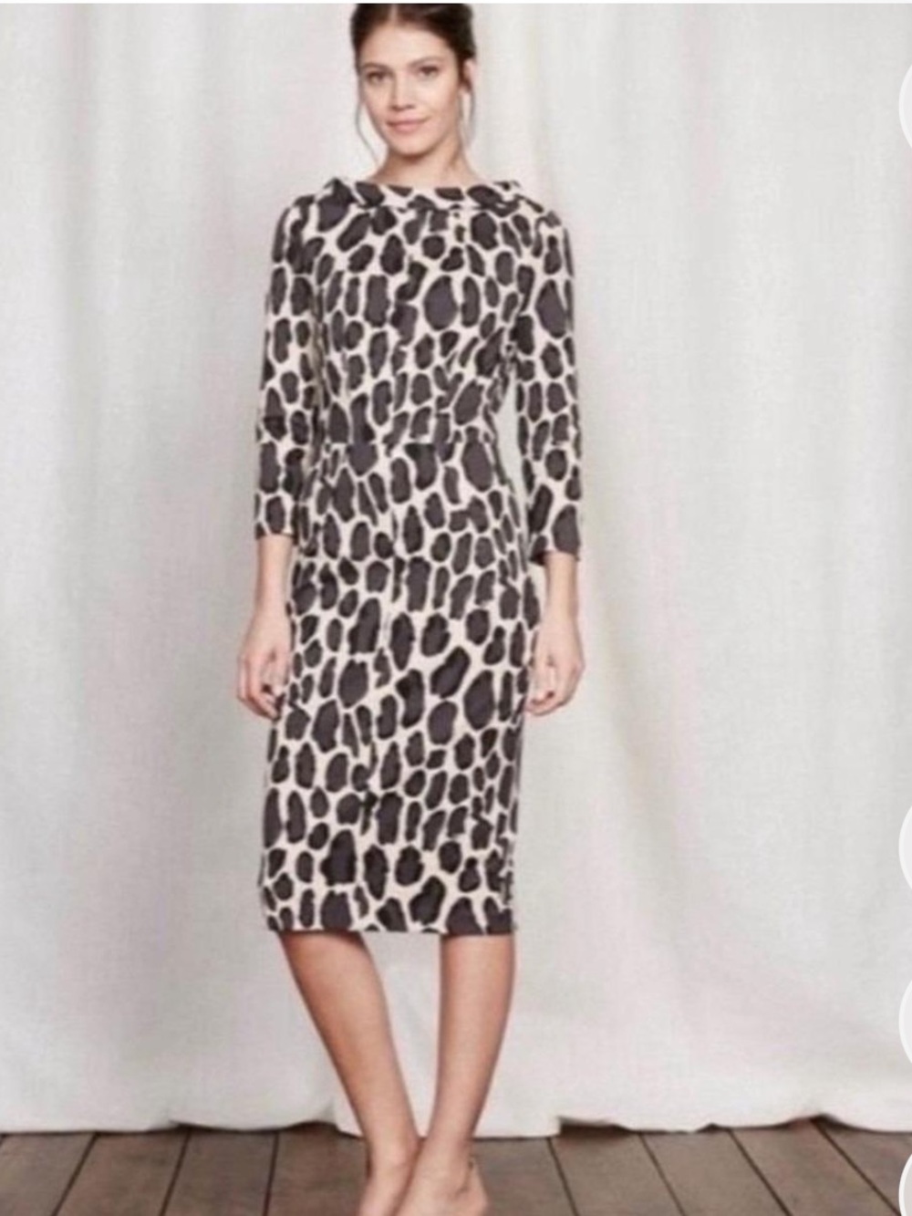 Boden Marisa Leopard-Print Sheath Dress — Black & Cream